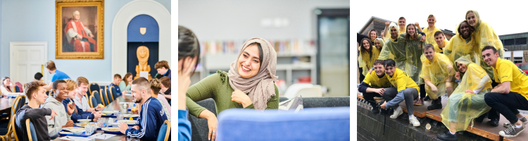 College Life Collage of groups of students